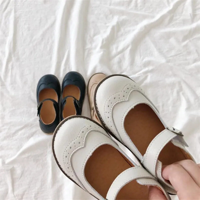 

Туфли детские из натуральной кожи, в стиле ретро, на осень, 2019