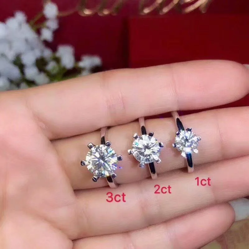 Kkmall магазин круглое серебряное кольцо Moissanite 3.00ct D VVS Роскошные Moissanite свадебное кольцо для женщин