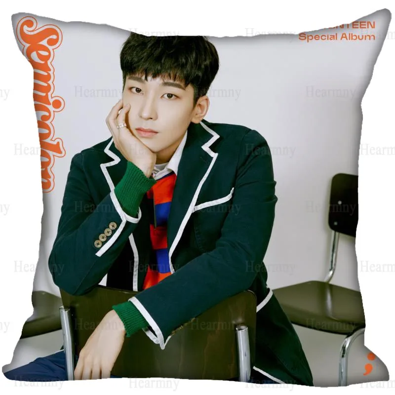 Чехол для подушки KPOP Seventeen WONWOO декоративный Шелковый чехол невидимый на молнии