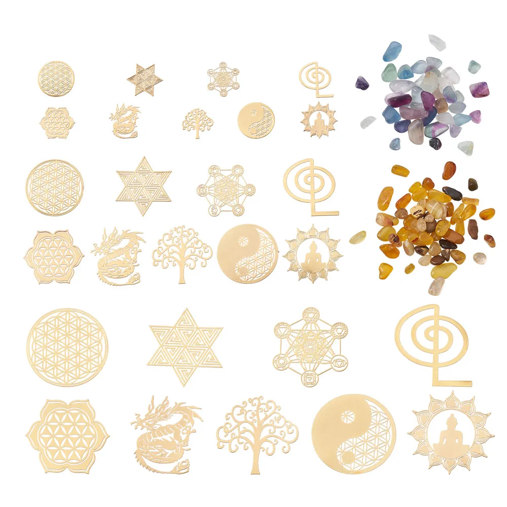 

1Set Metal Self Adhesive Brass Stickers Mixed Patterns Scrapbooking Stickers with Chip Bead for Epoxy Resin Craft Jewelry Making