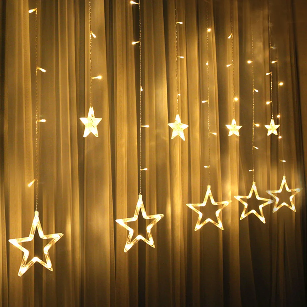 

3.5M 220V LED Moon Star Lamp Christmas Garland String Lights Fairy Curtain Light For New Year Party Bar Wedding Holiday Decor