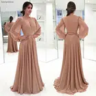 Новое поступление шифоновая с длинными рукавами платья для матери невесты Формальное длинное платье для крестной матери свадебное платье для гостей плюс размер