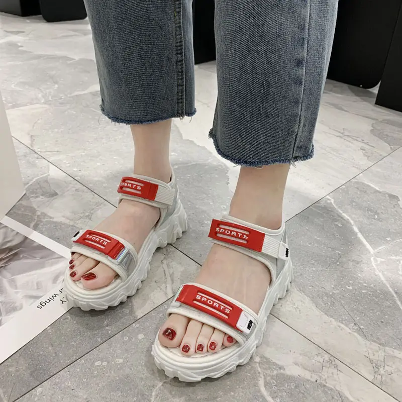 Кроссовки Женские однотонные повседневная обувь на платформе с открытым носком