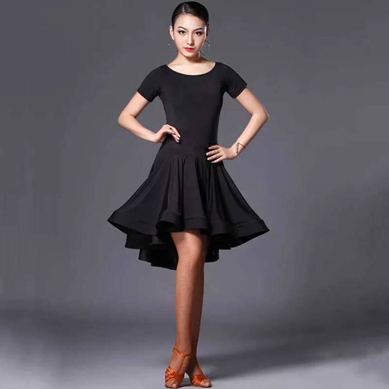 Sexy Long Short-Sleeve Latin Dance One-Piece Dress for Women Ballroom Tango Cha Cha Dance Skirt Latin Dance Competition Dress