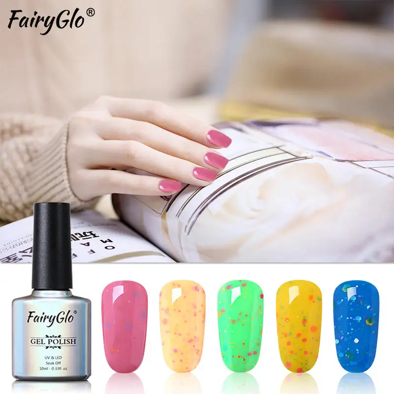 FairyGlo 5 шт./партия сыр Конфеты Цветной Гель лак для ногтей впитывающий УФ