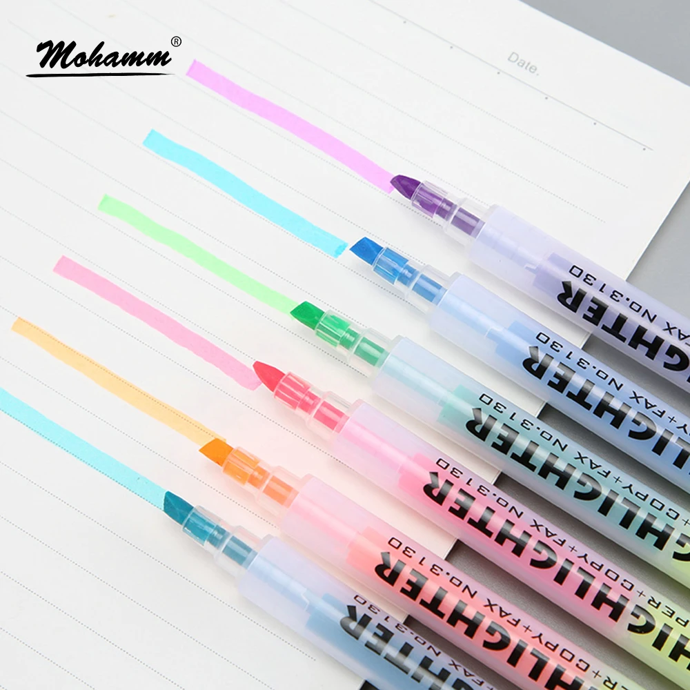 6 цветов Двойная голова хайлайтер ручка школьные офисные принадлежности