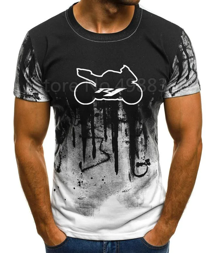 Летняя Новинка 2019 YAMAHA R1 мотоцикл Мужская футболка с коротким рукавом 100% хлопок
