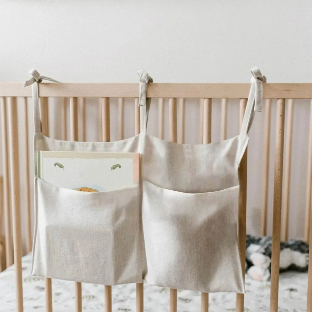 

Bedside Storage Bag Baby Crib Organizer Hanging Bag Toy Diaper Pocket Dormitory Bed Bunk Book Toy Holder Pouch Storage Organizer