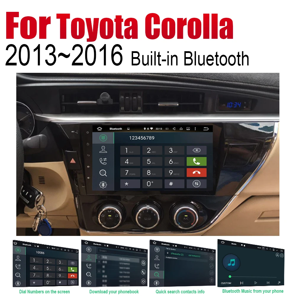 Автомагнитола для Toyota Corolla мультимедийный проигрыватель на Android с GPS Wi Fi 2013 2014 2015