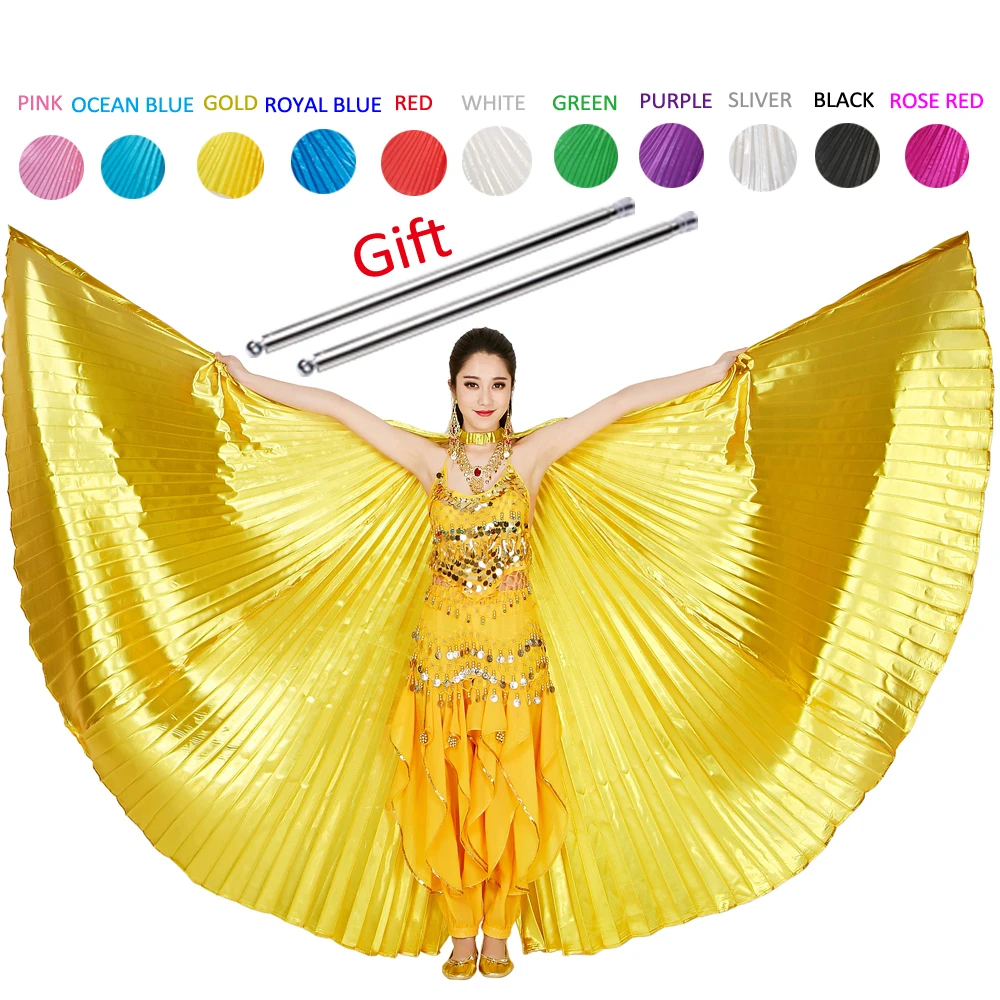 

2020 Belly Dance Isis Wings Belly Dance Accessory Bollywood Oriental Egypt Egyptian Wings Costume With Sticks Adult Women Gold