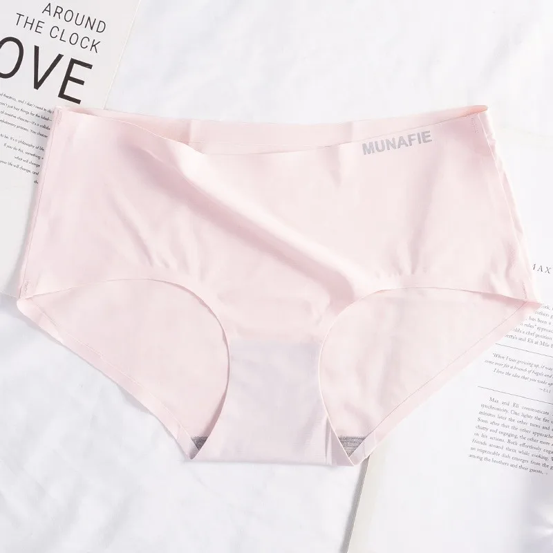 

Women Solid Color Seamless Panties Sexy Female Underwear Mid-Rise Silky Ladies Briefs Comfort