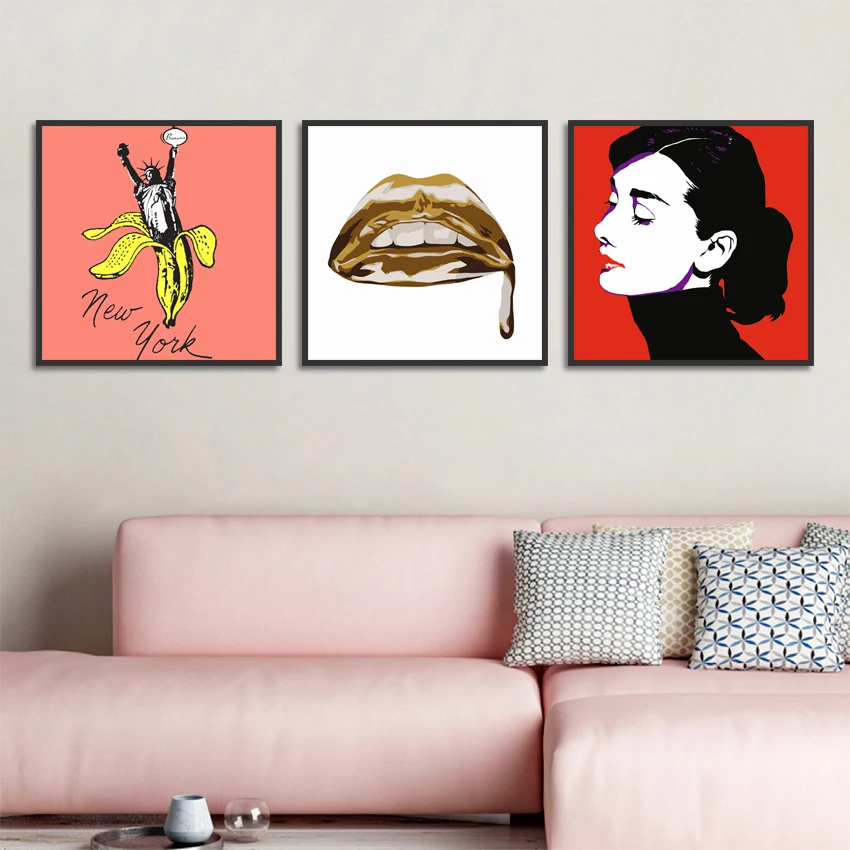 Modern Sexy Lips And Beautiful Girl Poster Print Fantasy Canvas Painting Picture Home Aisle Wall Art Bedroom Decoration Custom | Дом и сад