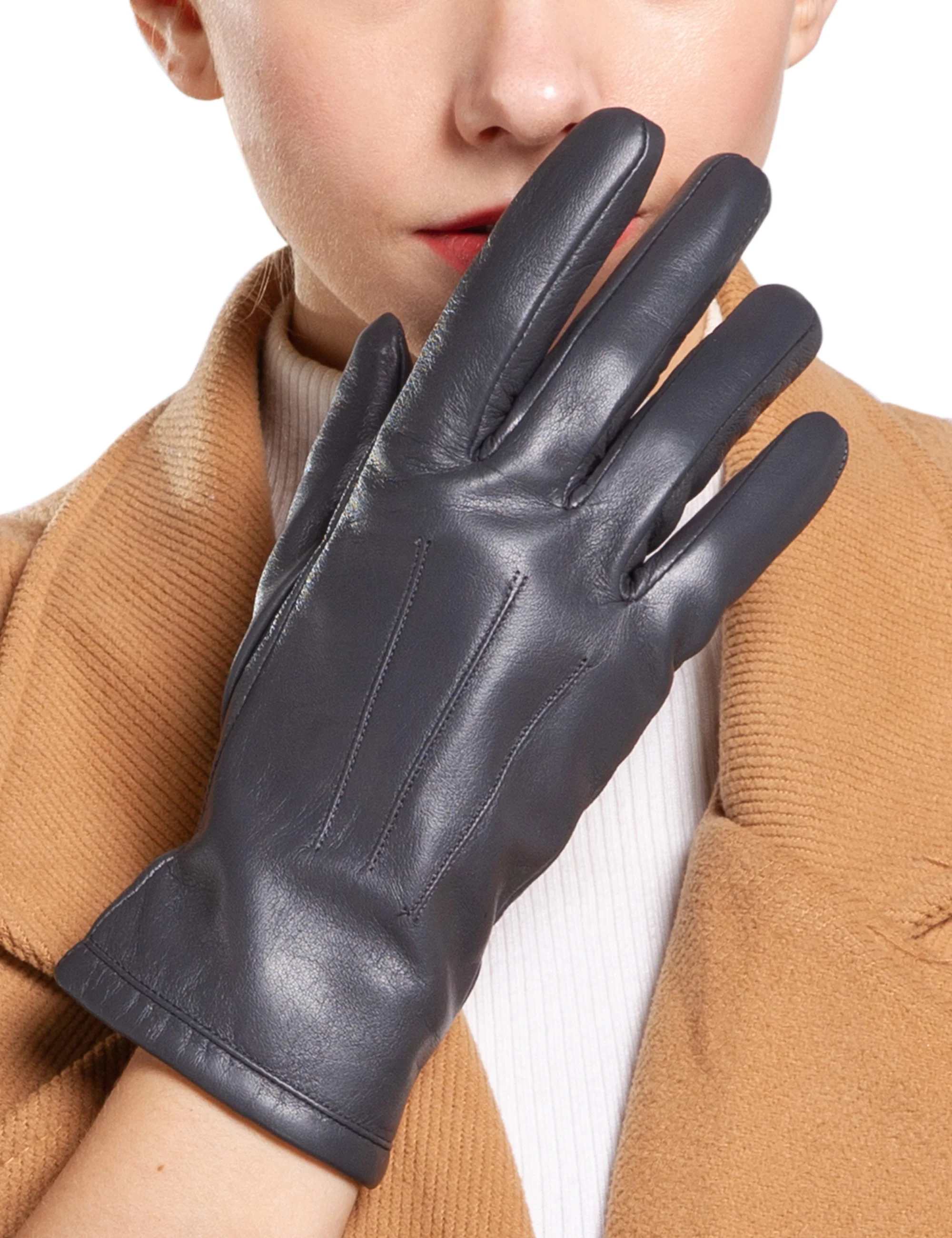 FEIQIAOSH 2020 зимние женские перчатки из натуральной кожи модные серые овчины для