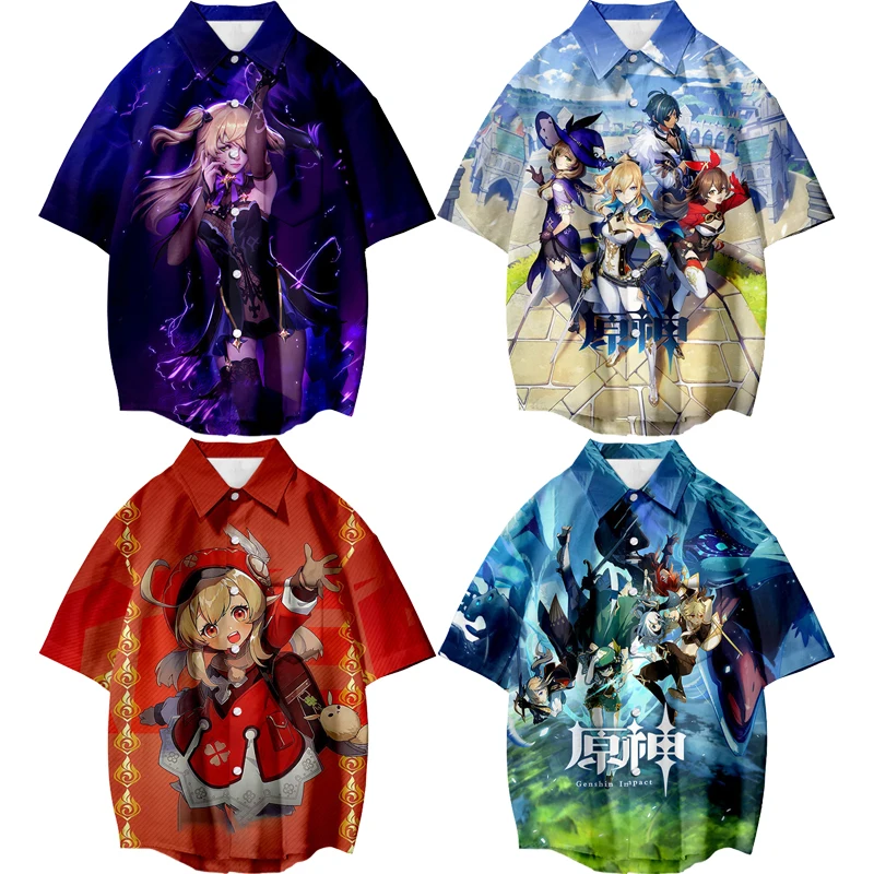 

Мужская/женская рубашка с 3D-принтом Game Genshin Impact, для косплея, для отдыха, туризма, праздников