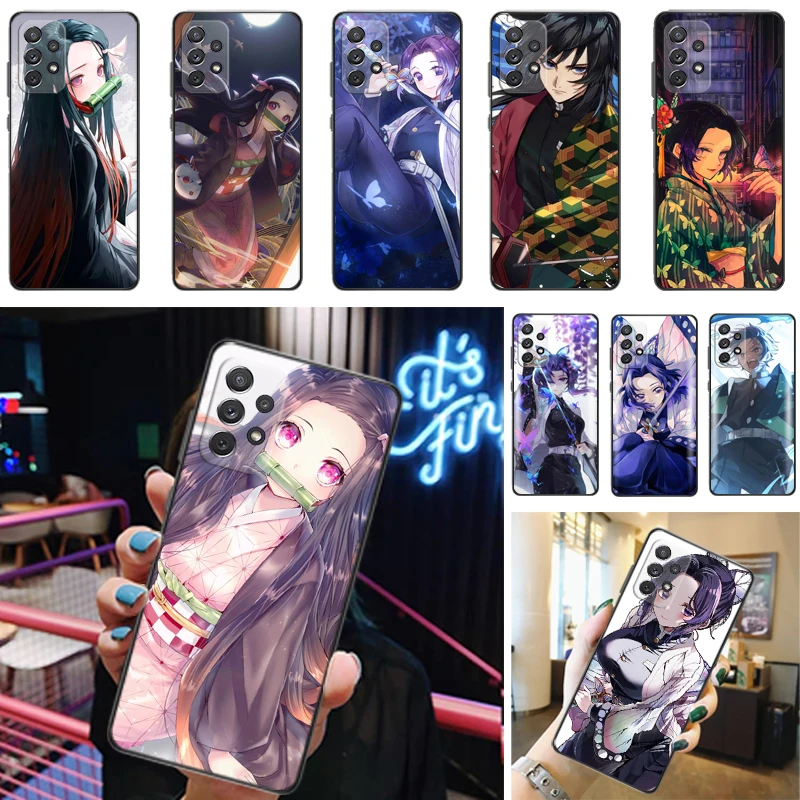 

Demon Slayer Kamado Tanjirou Agatsuma Zenitsu Kimetsu No Yaiba Kamado Nezuko Phone Case For Samsung Galaxy A52 4G 5G A72 Funda