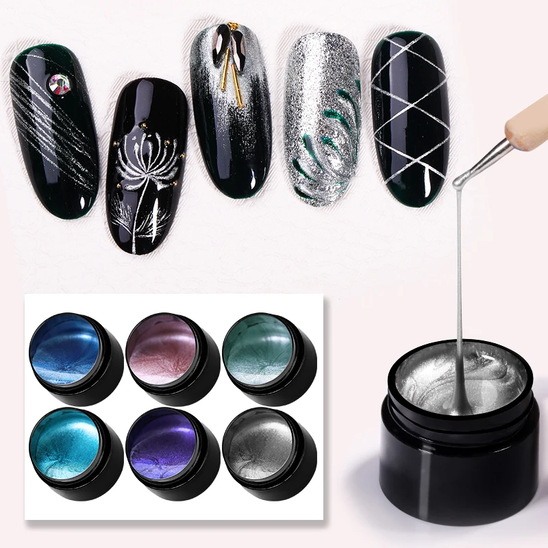 LEMOOC металлик паук УФ Гель лак эластичный гель для рисования Фиолетовый Синий