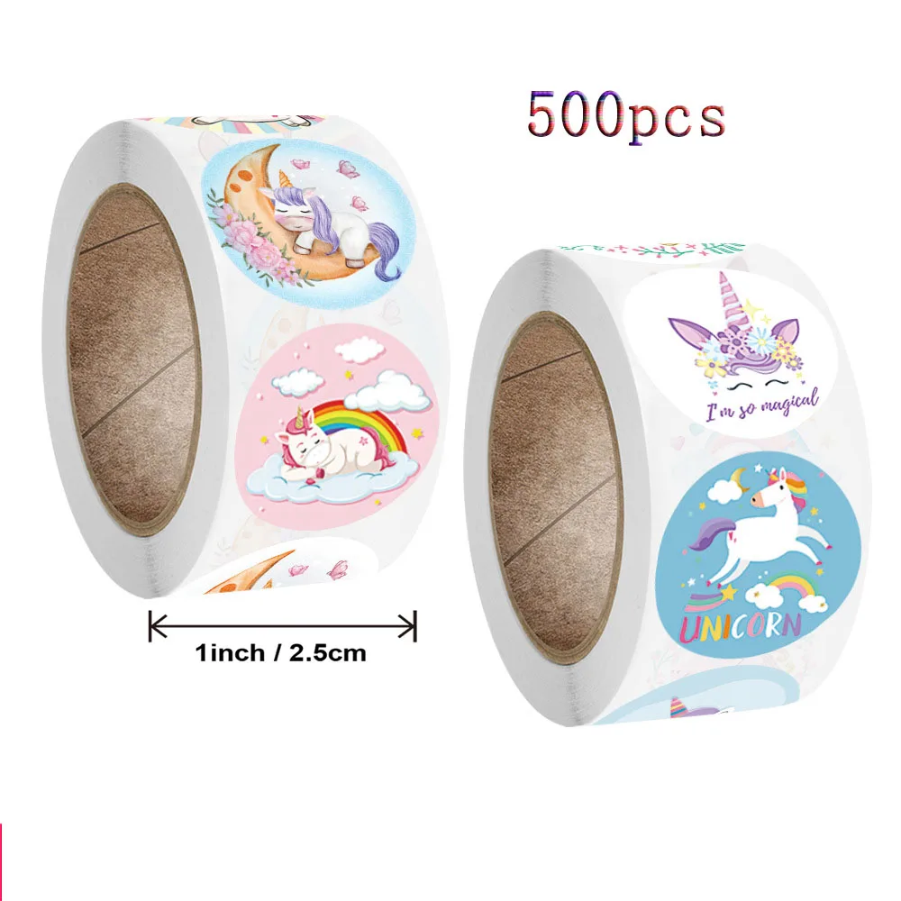

D&M Unicorn Pretty Teacher Children Reward Stickers Creative Kawaii Stickers for kids Cute Sticker Circle Gift Toy Stickers