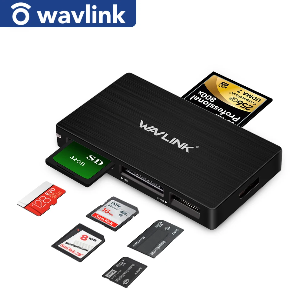 

Wavlink All in 1 USB 3.0 SD TF SD SDXC SDHC MS CF M2 Card Reader Adapter High Speed Memory Card Reader with 50cm Extension Cable