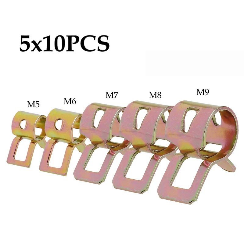 

50Pcs 5/6/7/8/9mm Fastener Spring Clip Clamps For Fuel Water Line Hose Pipe Air Tube 65Mn Spring Steel