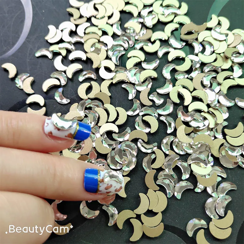 Большая упаковка 1000 шт. Супер Блестящие Стразы для ногтей в форме Луны 5 5x8 мм