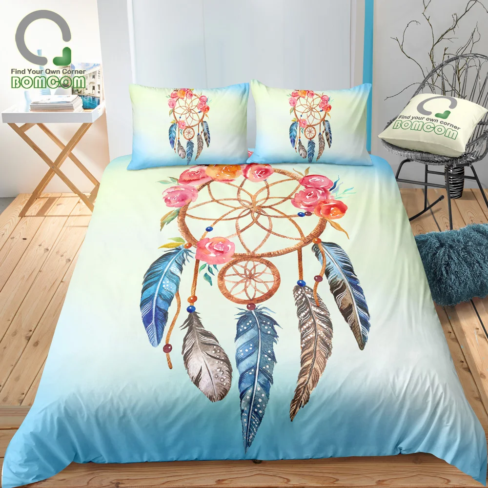 BOMCOM цифровая печать Постельное белье с нарисованными акварелью изображением