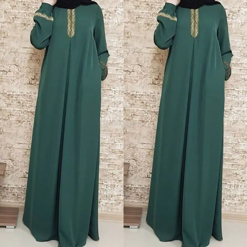 Lugentolo женское платье большого размера мусульманское свободное в пол с круглым