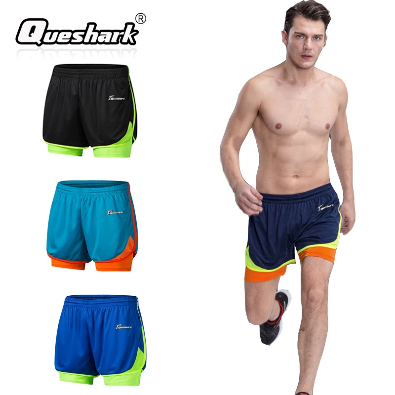 Queshark дышащие шорты для йоги тренажерного зала унисекс бега невидимый карман