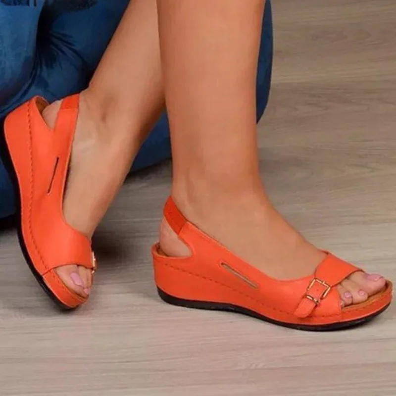 

Sandalias Mujer 2021 Female Wedge Heels Shoes Women Summer Comfortable Sandals Slip-on Flat Sandals Platform Sandalias Fr5