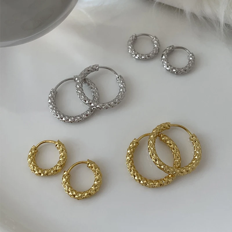 

925 Sterling Silver Round Charm Stud Earrings For Women Girls Light Luxury Party Jewelry Accessories EH997