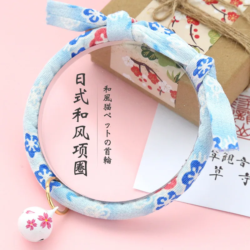 

New style cotton Japanese style cat collar cat collar bell collar adjustable dog collar pet small bell