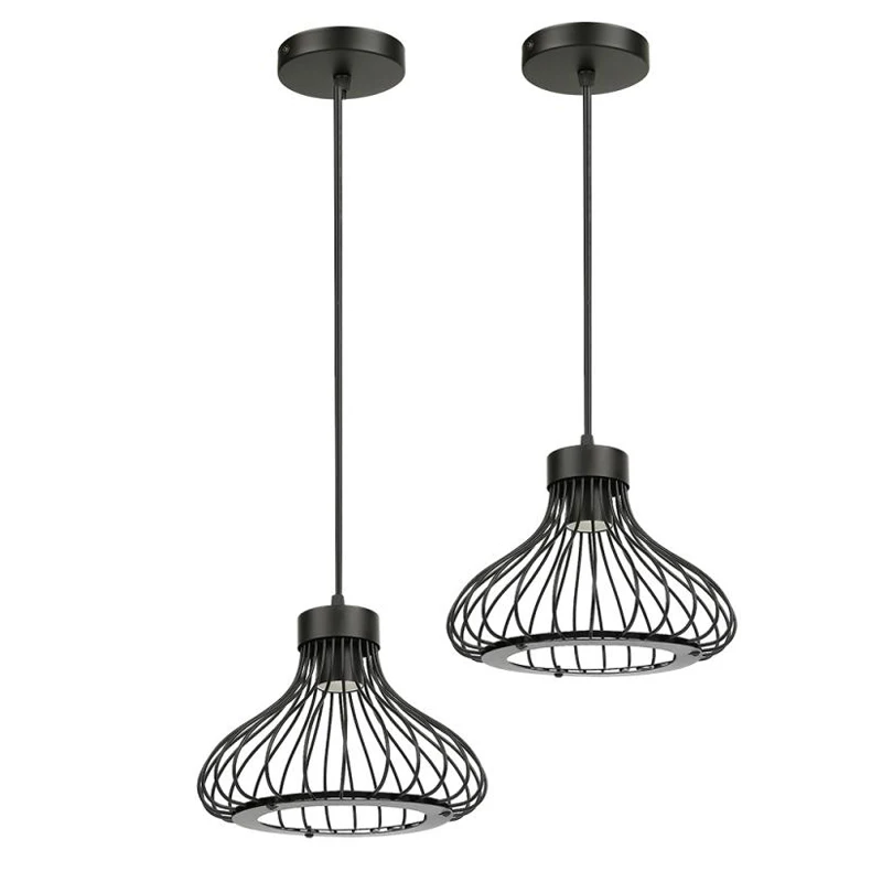 Iron Cage Pendant Light Industrial Vintage Retro Hanging Lamp Fixture Black/White Indoor Decor Dining Room Cafe Bar Restaurant retro vintage pendant lights loft industrial decor hanging lamp metal light for cafe bar home edison indoor lighting fixture e27