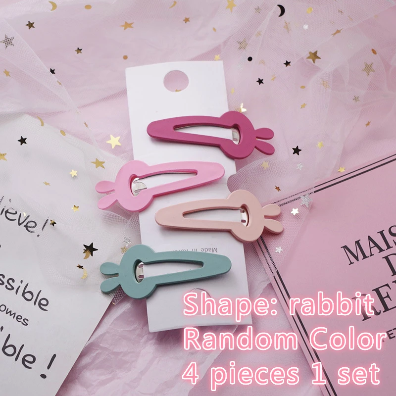 

4 Pcs Color Random Candy-Colored Matte Hair Clip Girl's All-match BB Clip Hairpin Hair Accessories Lovely Headwear Cartoon