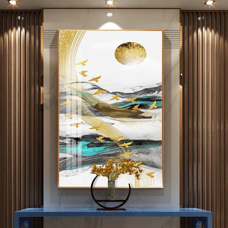 

New Chinese Porch Study Decoration Painting Corridor Aisle Mural Living Room Sofa Background Wall Landscape Painting