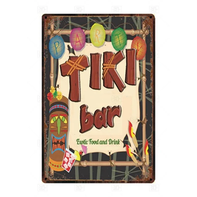 Летний оловянный плакат Tiki для бара пляжа металлический винтажный настенный