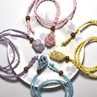 _ Ожерелье с подвеской из натурального камня, сетчатый карман, полые ювелирные изделия ручной работы для мужчин и женщин в том же стиле без драгоценных камней