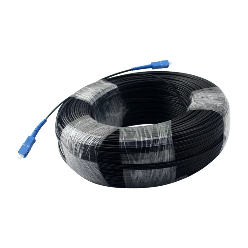 400 Meters Fiber Optics Outdoor Drop Cable Patch Cord SC Outdoor Fiber Optic Cable 1 Core 3 Steel Single Mode Jumper G657A
