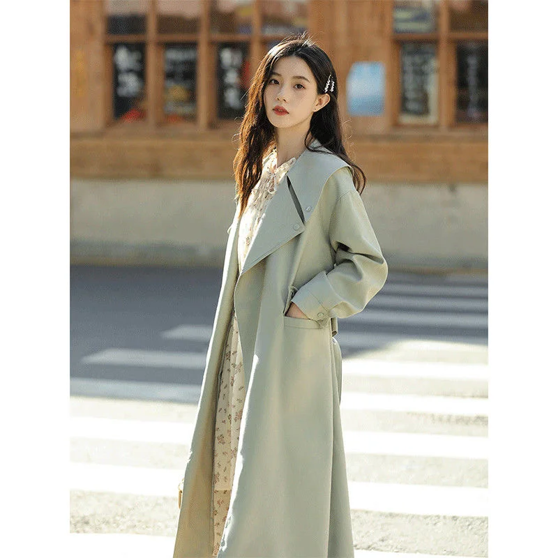 

Medium Length Windbreaker Coat Women's 2021 Spring And Autumn Version Slim Waist British Overcoat Large Size Trench Coat Women