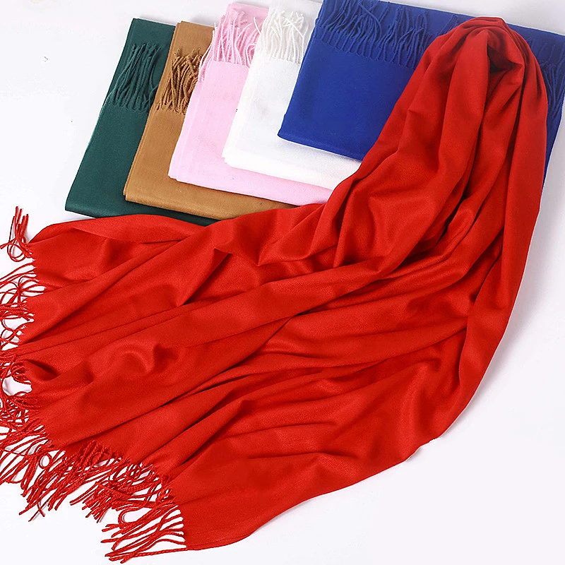 Кашемировые женские вязаные шарфы с кисточками на весну и зиму утолщенные теплые