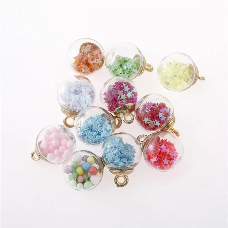 

10pcs/lot 15mm Transparent Glass Ball Charm Pendant For Bracelet Necklace Jewelry Making DIY Earring Finding
