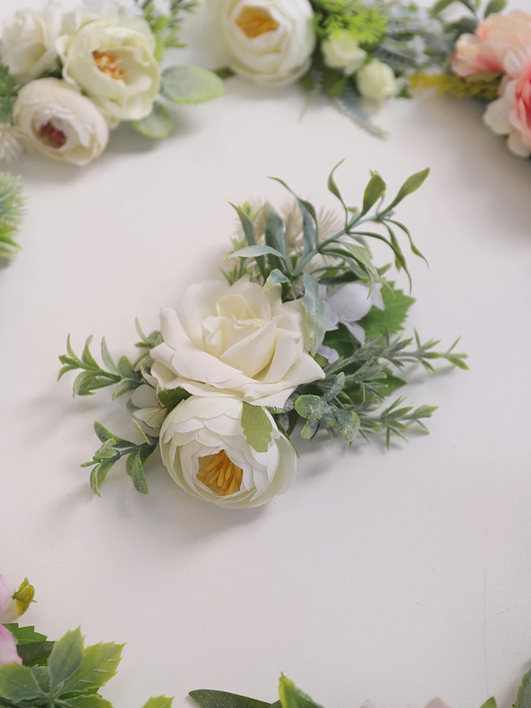 Белые свадебные гребни для волос Boho деревенские цветочные невесты зеленые