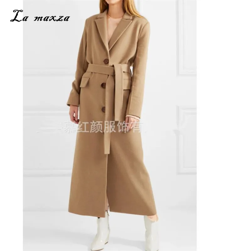 

Woman Coats Winter Wool Long Coat 2019 Vintage Fashion Korean Camel Ladies Coats Plus Size