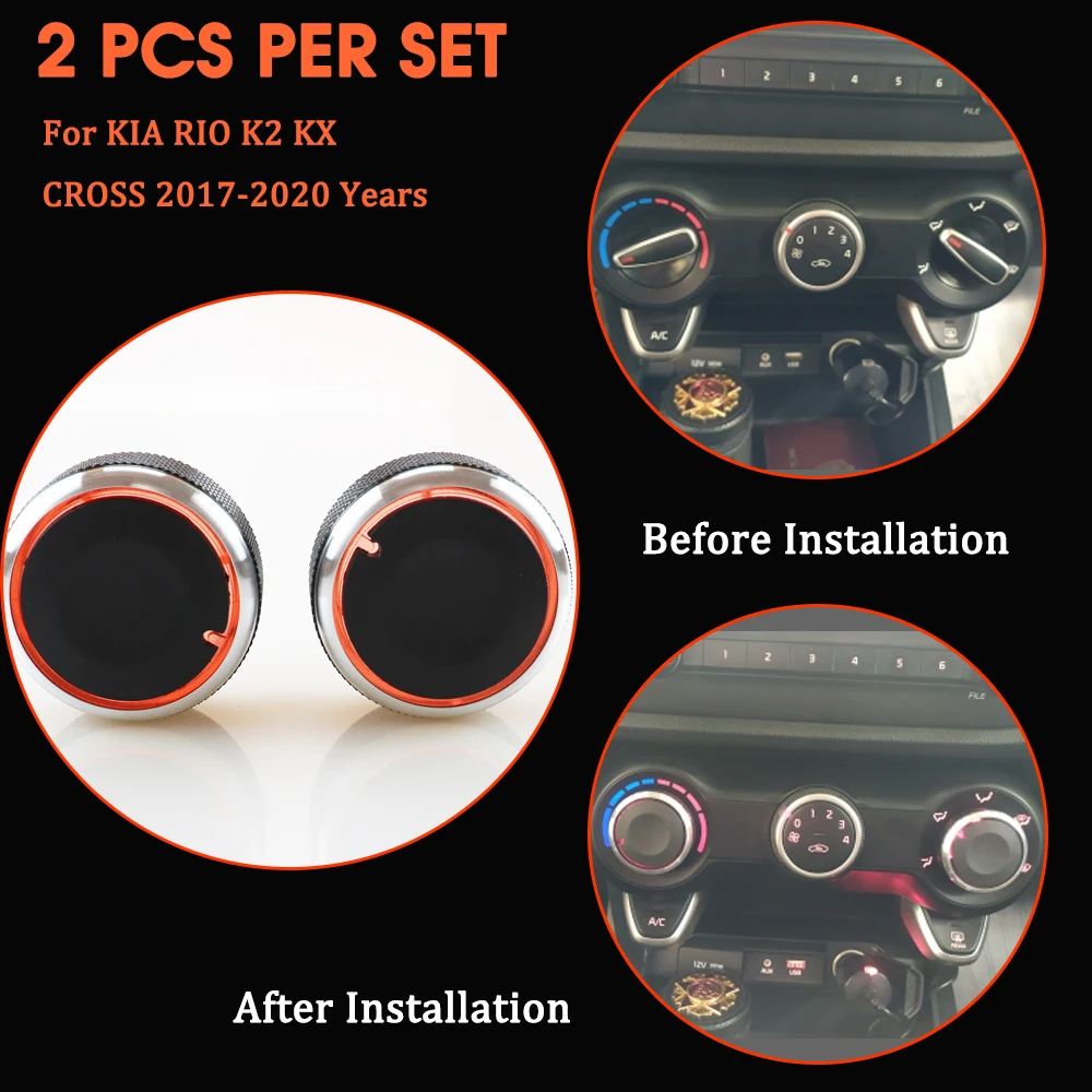 

2pcs/Set For KIA RIO K2 KX CROSS 2017-2020 Air Conditioning Knob AC Knob Heat Control Switch Button Auto Accessories