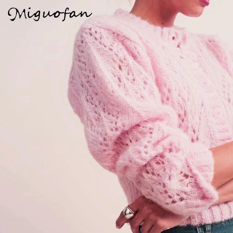 Miguofan sweater Women Hollow out sweaters crohect knitted cardigan autumn lady Long sleeve female outwear jumper 2019 |