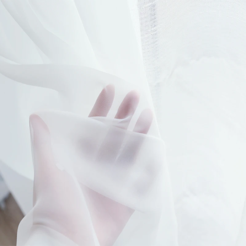 Шторы из шифоновой ткани однотонные занавески фиолетовой в гостиную белый тюль