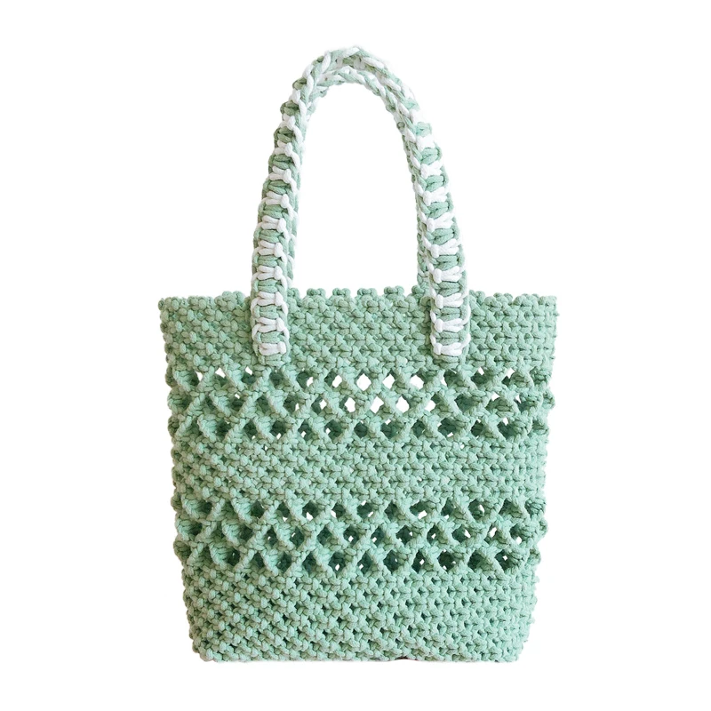 

TT New Green Hand-Woven Bag Ins Hollow Hand Bag Material Bag
