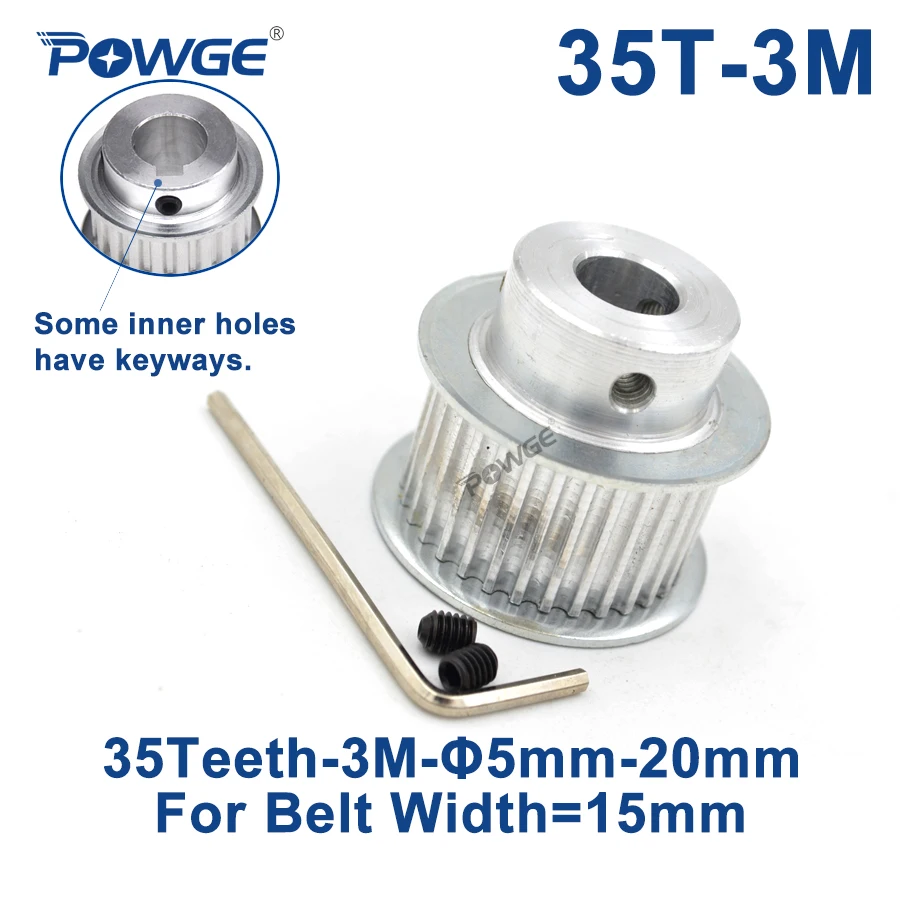 

POWGE 35 Teeth HTD 3M Synchronous Pulley Bore 6/8/10/12/14/15/16mm for Width 15mm HTD3M Timing belt 35Teeth 35T