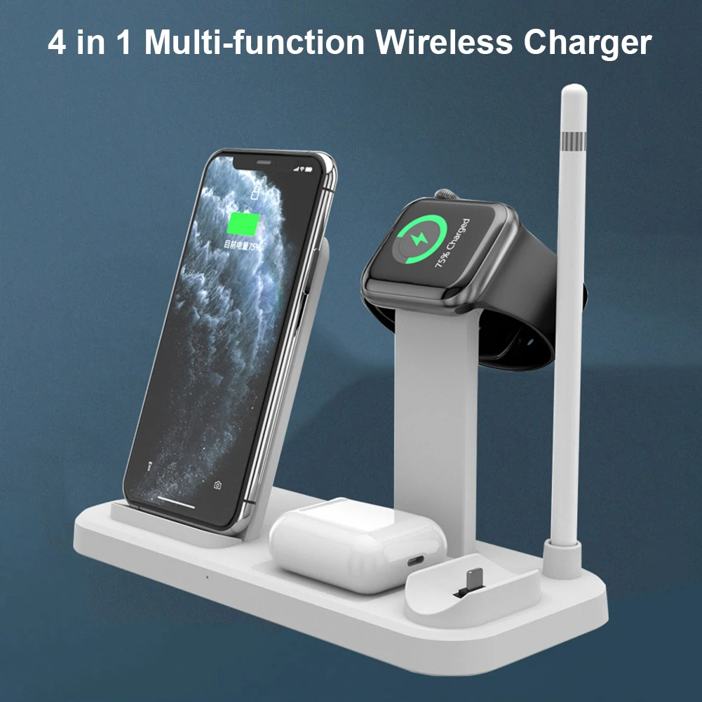 

Быстрая Беспроводная зарядная подставка для iPhone 11 12 13X8 Apple Watch 4 в 1 Складная зарядная док-станция для iWatch/Airpods