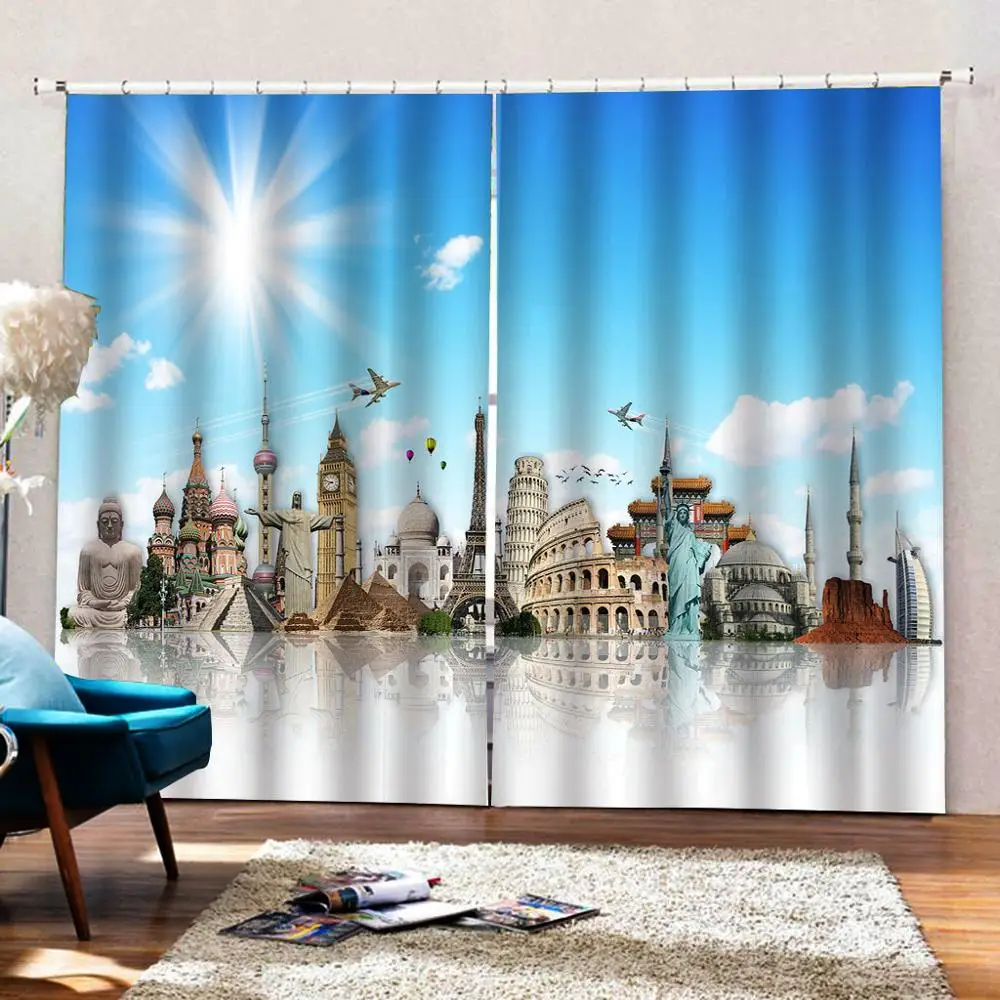 3D занавески s гостиной в спальню Cortinas подгонянные размер голубое небо | Дом и сад