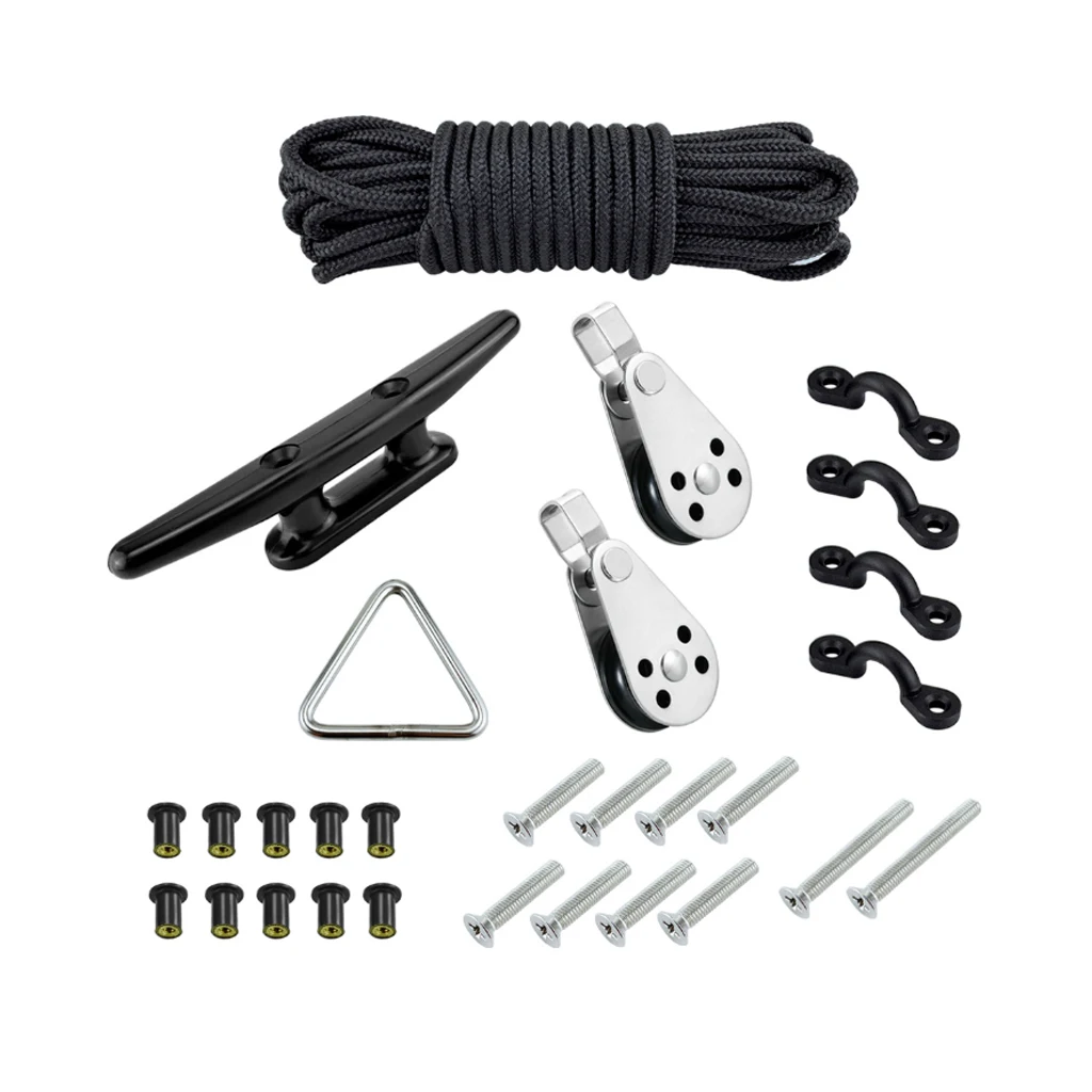 Каяка якорная тележка комплект веревка Скоба пульли блок w/9. Прочная 1 м | Спорт и