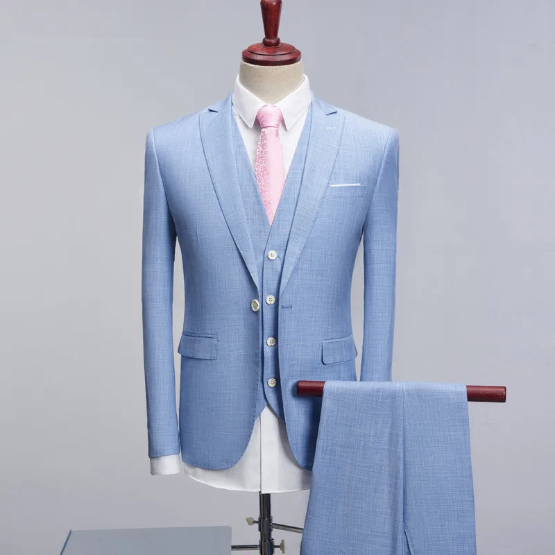 

Very Good Quality Suits 2021 New Refreshing Designs Fashion Dress Suit Luxury One Button Tuxedo Jacket Male Sets 3 Pieces 1010